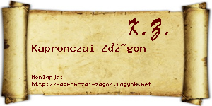 Kapronczai Zágon névjegykártya